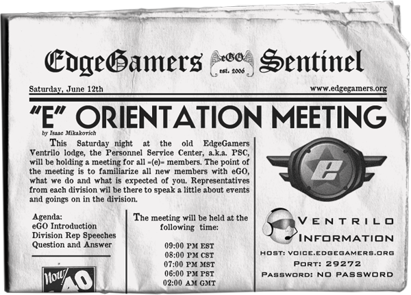 e Orientation Meeting, June 12th