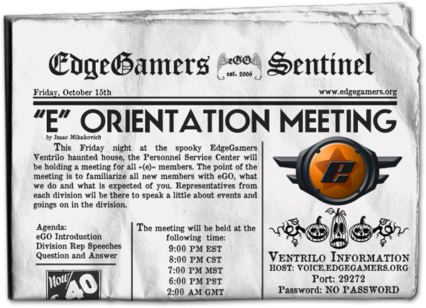 e Orientation Meeting, October 15th